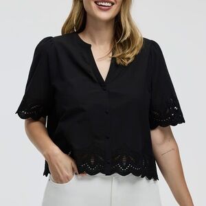 Reitmans Black Lace Trim Blouse